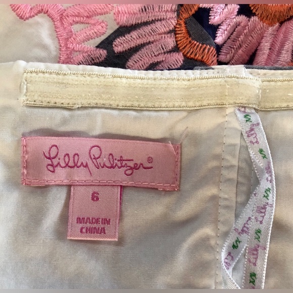 Vintage LILLY PULITZER Bowen Dress Gingham Embroidered Strapless Lined (6) - Picture 7 of 17